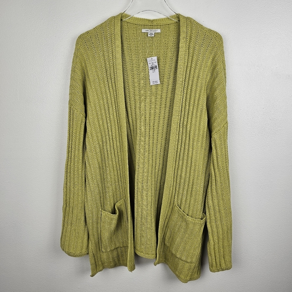 American Eagle Green Bell Sleeve Open Front Cardigan NWT